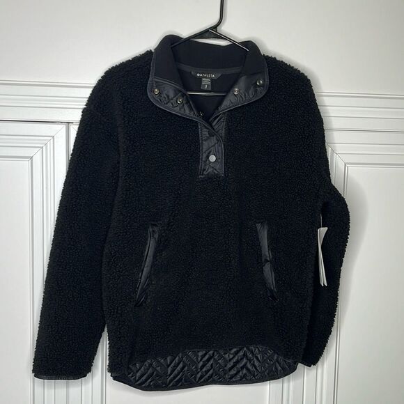 Athleta Cozy Sherpa Snap Sweatshirt Size S NWT - Picture 2 of 10
